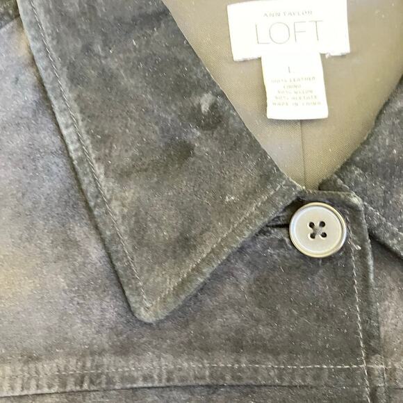 LOFT Vintage Y2K Black Suede Jacket Button Front Relaxed Casual Whimsygoth Sz L - Picture 13 of 16